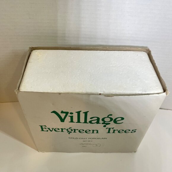 Village Evergreen Trees Cold Cast Porcelain Set Of 3 By Department 56 - Picture 13 of 13